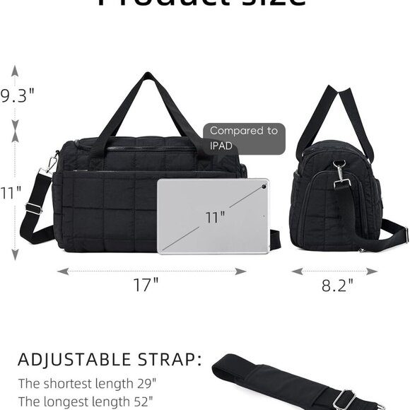 Spacious & Trendy 25L Quilted Duffle Bag for Women - Ideal Travel Companion - Picture 2 of 8